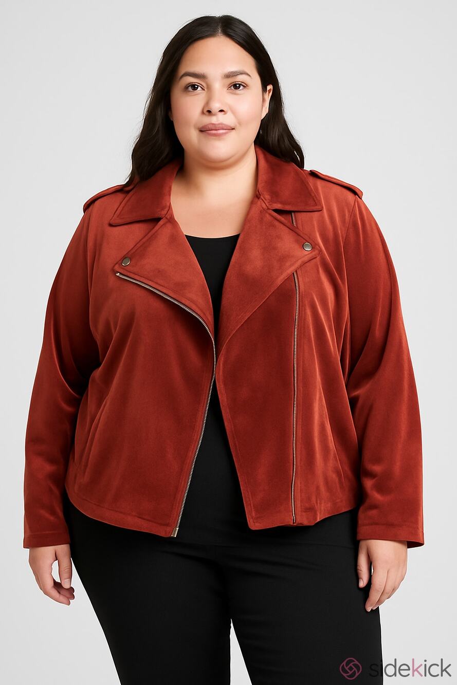 LC Lauren Conrad Rust Velvet Asymmetrical Zip Moto Biker Fall Jacket Plus 4X